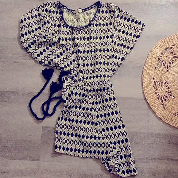ROMAN Aztec Printed Short Sleeve Dress with Rope Belt - Picture 1 of 7